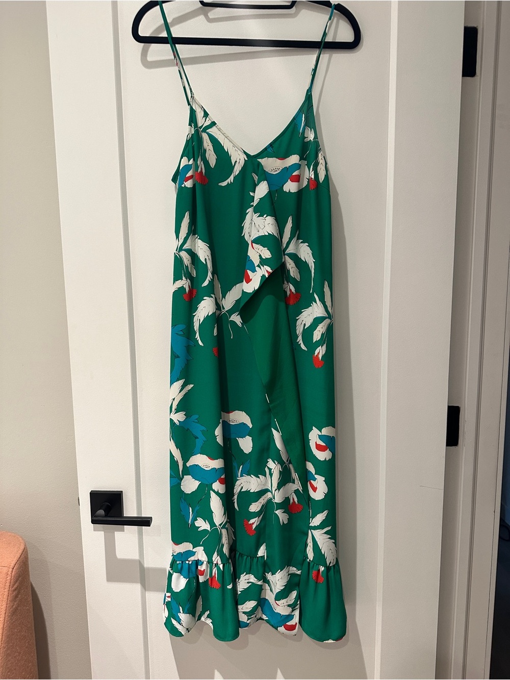 NWOT Thakoon Emerald Green Floral Ruffle-Hem Maxi Dress
